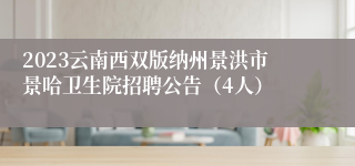 2023云南西双版纳州景洪市景哈卫生院招聘公告（4人）