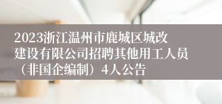 2023浙江温州市鹿城区城改建设有限公司招聘其他用工人员（非国企编制）4人公告