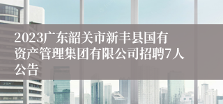 2023广东韶关市新丰县国有资产管理集团有限公司招聘7人公告