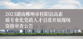 2023湖南郴州市桂阳县高素质专业化党政人才引进开展现场资格审查公告