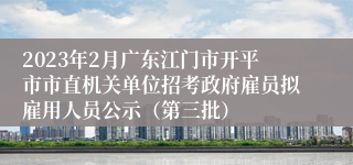 2023年2月广东江门市开平市市直机关单位招考政府雇员拟雇用人员公示（第三批）