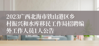 2023广西北海市铁山港区乡村振兴和水库移民工作局招聘编外工作人员1人公告