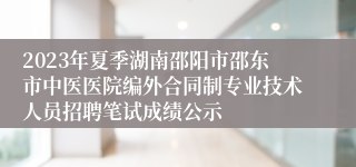 2023年夏季湖南邵阳市邵东市中医医院编外合同制专业技术人员招聘笔试成绩公示