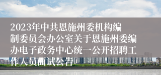 2023年中共恩施州委机构编制委员会办公室关于恩施州委编办电子政务中心统一公开招聘工作人员面试公告