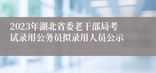 2023年湖北省委老干部局考试录用公务员拟录用人员公示