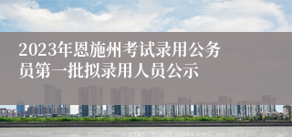 2023年恩施州考试录用公务员第一批拟录用人员公示