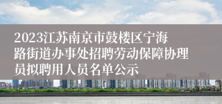 2023江苏南京市鼓楼区宁海路街道办事处招聘劳动保障协理员拟聘用人员名单公示