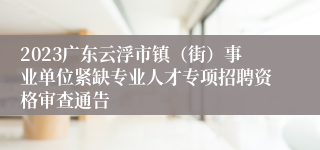 2023广东云浮市镇（街）事业单位紧缺专业人才专项招聘资格审查通告