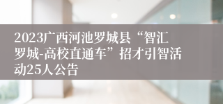 2023广西河池罗城县“智汇罗城-高校直通车”招才引智活动25人公告