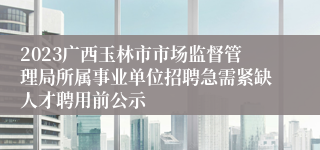 2023广西玉林市市场监督管理局所属事业单位招聘急需紧缺人才聘用前公示