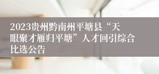 2023贵州黔南州平塘县“天眼聚才雁归平塘”人才回引综合比选公告