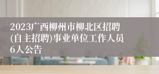 2023广西柳州市柳北区招聘(自主招聘)事业单位工作人员6人公告