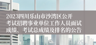 2023四川乐山市沙湾区公开考试招聘事业单位工作人员面试成绩、考试总成绩及排名的公告