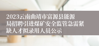 2023云南曲靖市富源县能源局招聘引进煤矿安全监管急需紧缺人才拟录用人员公示