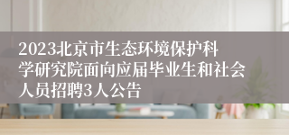 2023北京市生态环境保护科学研究院面向应届毕业生和社会人员招聘3人公告