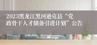 2023黑龙江黑河逊克县“党政骨干人才储备引进计划”公告