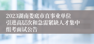 2023湖南娄底市直事业单位引进高层次和急需紧缺人才集中组考面试公告