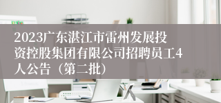 2023广东湛江市雷州发展投资控股集团有限公司招聘员工4人公告（第二批）