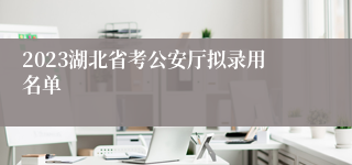 2023湖北省考公安厅拟录用名单