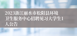 2023浙江丽水市松阳县环境卫生服务中心招聘见习大学生1人公告