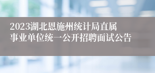 2023湖北恩施州统计局直属事业单位统一公开招聘面试公告