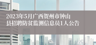 2023年5月广西贺州市钟山县招聘防贫监测信息员1人公告