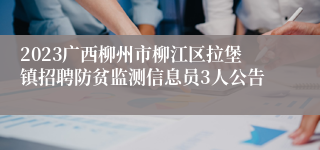 2023广西柳州市柳江区拉堡镇招聘防贫监测信息员3人公告