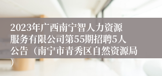 2023年广西南宁智人力资源服务有限公司第55期招聘5人公告（南宁市青秀区自然资源局）