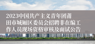 2023中国共产主义青年团莆田市城厢区委员会招聘非在编工作人员现场资格审核及面试公告