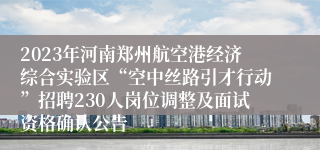 2023年河南郑州航空港经济综合实验区“空中丝路引才行动”招聘230人岗位调整及面试资格确认公告