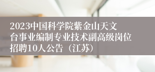 2023中国科学院紫金山天文台事业编制专业技术副高级岗位招聘10人公告（江苏）