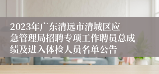 2023年广东清远市清城区应急管理局招聘专项工作聘员总成绩及进入体检人员名单公告