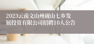 2023云南文山州砚山七乡发展投资有限公司招聘10人公告