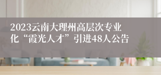 2023云南大理州高层次专业化“霞光人才”引进48人公告