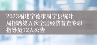 2023福建宁德市周宁县统计局招聘第五次全国经济普查专职指导员12人公告