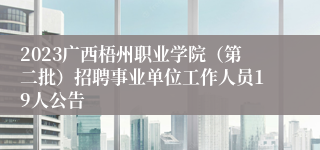 2023广西梧州职业学院（第二批）招聘事业单位工作人员19人公告