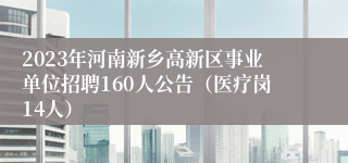 2023年河南新乡高新区事业单位招聘160人公告（医疗岗14人）