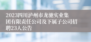 2023四川泸州市龙驰实业集团有限责任公司及下属子公司招聘23人公告