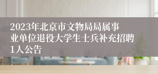 2023年北京市文物局局属事业单位退役大学生士兵补充招聘1人公告