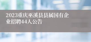 2023重庆巫溪县县属国有企业招聘44人公告