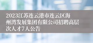 2023江苏连云港市连云区海州湾发展集团有限公司招聘高层次人才7人公告