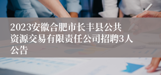 2023安徽合肥市长丰县公共资源交易有限责任公司招聘3人公告