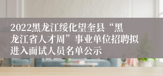 2022黑龙江绥化望奎县“黑龙江省人才周”事业单位招聘拟进入面试人员名单公示