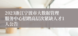 2023浙江宁波市大数据管理服务中心招聘高层次紧缺人才1人公告