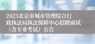 2023北京市城市管理综合行政执法局执法保障中心招聘面试（含专业考试）公告