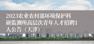 2023农业农村部环境保护科研监测所高层次青年人才招聘1人公告（天津）