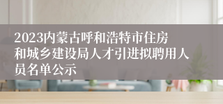 2023内蒙古呼和浩特市住房和城乡建设局人才引进拟聘用人员名单公示