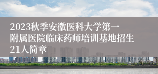 2023秋季安徽医科大学第一附属医院临床药师培训基地招生21人简章