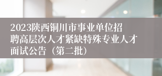 2023陕西铜川市事业单位招聘高层次人才紧缺特殊专业人才面试公告（第二批）