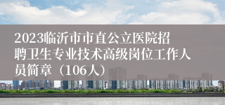 2023临沂市市直公立医院招聘卫生专业技术高级岗位工作人员简章（106人）